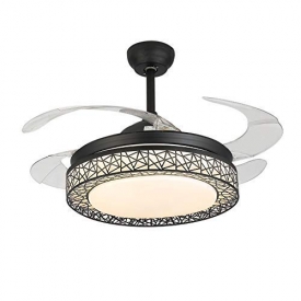 Ceiling Fan Light, Modern Dimmble Ceiling Fan with Light, 107 cm Diameter, 65 W, 4 Retractable Blades, 3 Speeds,Remote control