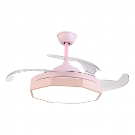 Ceiling Fan Light, Modern Dimmble Ceiling Fan with Light, 107 cm Diameter, 65 W, 4 Retractable Blades, 3 Speeds,White