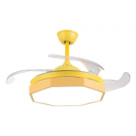 Ceiling Fan Light, Modern Dimmble Ceiling Fan with Light, 107 cm Diameter, 65 W, 4 Retractable Blades, 3 Speeds,Remote control