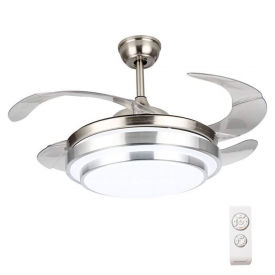 Ceiling Fan with Light Modern 4 Retractable Blades 36inces Ceiling Fan Chandelier with Remote Control for Indoor Living Room Bedroom
