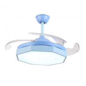 Ceiling Fan Light, Modern Dimmble Ceiling Fan with Light, 107 cm Diameter, 65 W, 4 Retractable Blades, 3 Speeds,Remote control