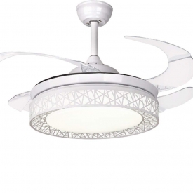 Ceiling Fan Light, Modern Dimmble Ceiling Fan with Light, 91 cm Diameter, 65 W, 4 Retractable Blades, 3 Speeds,Remote control