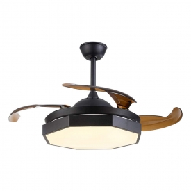 Ceiling Fan Light, Modern Dimmble Ceiling Fan with Light, 107 cm Diameter, 65 W, 4 Retractable Blades, 3 Speeds,Remote control