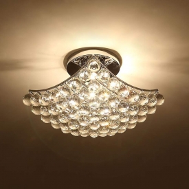 Etelux Crystal Chandelier, Modern Crystal Ceiling Light, Flush Mount Crystal Pendant Light Fixture for Hallway, Bedroom, Living Room, Kitchen, Dining Room