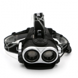 Rechargeable Headlamps 2xT6 3 Modes Zoomable Head Torch Headlight Waterproof LED Flashlight for Runing Hiking Camping Fishing Hunting